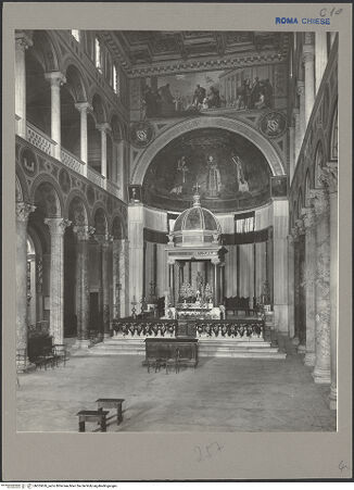 Vorderseite von ICCD [https://www.deutsche-digitale-bibliothek.de/content/lizenzen/rv-ez/] Sant'Agnese fuori le MuraInnenraumMittelschiff - Hauptschiff gegen den Chor, bh055626_recto. Foto.