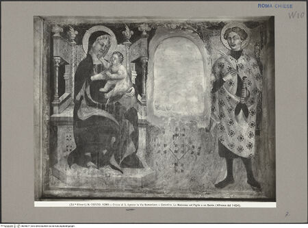 Vorderseite von Alinari [https://www.deutsche-digitale-bibliothek.de/content/lizenzen/rv-ez/] Thronende Madonna; daneben ein männlicher Heiliger - Gesamtaufnahme, bh055677_recto. Foto.