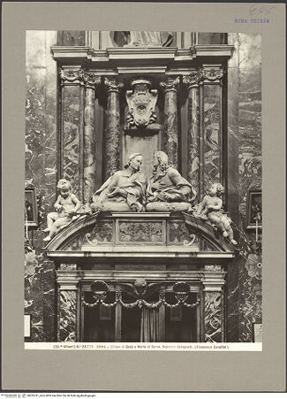 Vorderseite von Alinari [https://www.deutsche-digitale-bibliothek.de/content/lizenzen/rv-ez/] Grabmal von Pietro und Francesco Bolognetti - Frontalansicht: Figuren und Giebel, bh055741_recto. Foto.