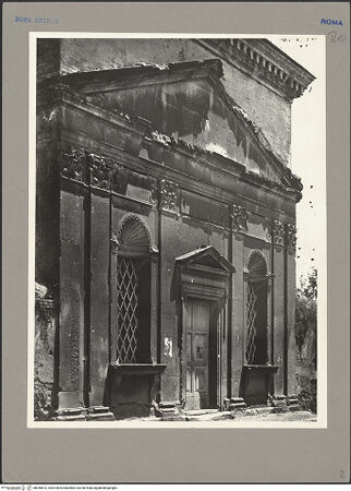 Vorderseite von ICCD [https://www.deutsche-digitale-bibliothek.de/content/lizenzen/rv-ez/] Sant'Andrea in Via Flaminia - Fassade, Schrägansicht von links, bh055813_recto. Foto.