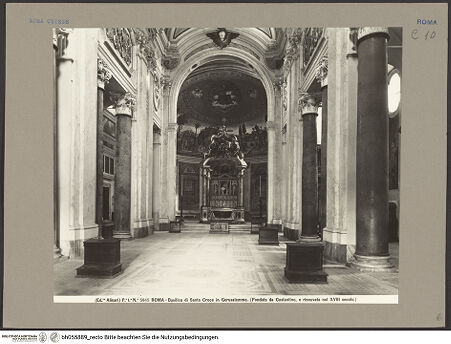 Vorderseite von Alinari [https://www.deutsche-digitale-bibliothek.de/content/lizenzen/rv-ez/] Santa Croce in Gerusalemme - Inneres zum Chor, bh055889_recto. Foto.