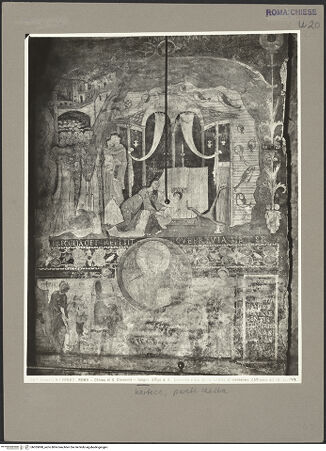 Vorderseite von Alinari [https://www.deutsche-digitale-bibliothek.de/content/lizenzen/rv-ez/] Szenen aus dem Leben des heiligen KlemensDas Wunder am Grab des Klemens in Cherson - Gesamtansicht mit darunter liegendem Porträtmedaillon umgeben von Stiftern, bh055898_recto. Foto.