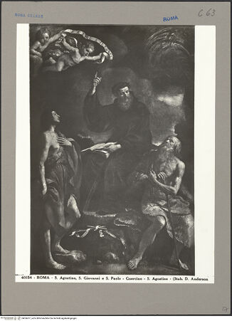 Vorderseite von Alinari [https://www.deutsche-digitale-bibliothek.de/content/lizenzen/rv-ez/] Der heilige Augustinus vor Paulus von Theben und Johannes der Täufer - Gesamtansicht, bh056017_recto. Foto.