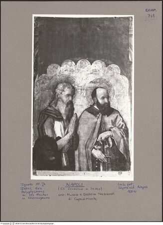 Vorderseite von Sopr. BAS NA [https://www.deutsche-digitale-bibliothek.de/content/lizenzen/rv-ez/] Polittico di San Severino (Polyptychon des heiligen Severinus)Die heiligen Hieronymus und Paulus - Gesamtansicht, bh056103_recto. Foto.