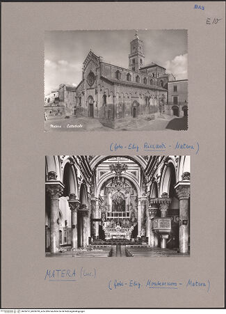 Vorderseite von Edizione Riccardi, Matera [https://www.deutsche-digitale-bibliothek.de/content/lizenzen/rv-ez/] Duomo - Ansicht von Südwesten, bh056197_bh056198_recto. Foto.