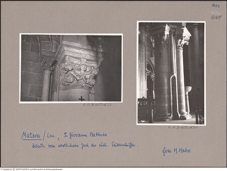 Vorderseite von Bibliotheca Hertziana [https://www.deutsche-digitale-bibliothek.de/content/lizenzen/rv-fz/] Kapitelle mit figürlicher Dekoration - Daniel in der Höhle der Löwen, bh056215_bh056216_recto. Foto: Hahn, Hanno.