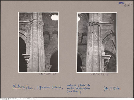 Vorderseite von Bibliotheca Hertziana [https://www.deutsche-digitale-bibliothek.de/content/lizenzen/rv-fz/] San Giovanni BattistaVierung und Querhaus - Nordwestlicher Vierungspfeiler, bh056217_bh056218_recto. Foto: Hahn, Hanno.