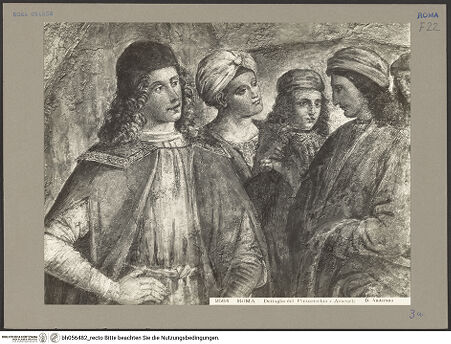 Vorderseite von Alinari [https://www.deutsche-digitale-bibliothek.de/content/lizenzen/rv-ez/] Szenen aus dem Leben des heiligen Bernhardin von SienaDer heilige Bernhardin von Siena in der Einöde - Linke Bildhälfte, Detail: Figurengruppe links, bh056482_recto. Foto.