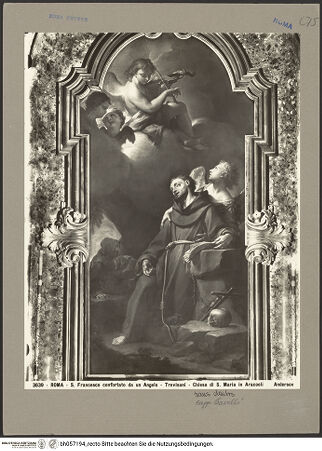 Vorderseite von Alinari [https://www.deutsche-digitale-bibliothek.de/content/lizenzen/rv-ez/] Dem heiligen Franziskus von Assisi erscheint ein Violine spielender Engel - Gesamtansicht, bh057194_recto. Foto.