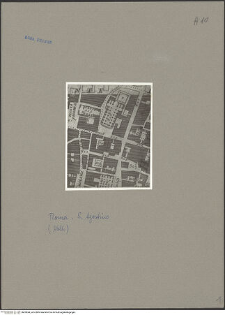 Vorderseite von Bibliotheca Hertziana [https://www.deutsche-digitale-bibliothek.de/content/lizenzen/rv-fz/] Sant'Agostino - Nolli-Plan (1748), Detail (Nr. 816), bh058340_recto. Foto.