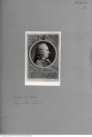 Vorderseite von  [http://creativecommons.org/publicdomain/mark/1.0/] Bildnis des Charles de Brosses - , bh058444. Foto.