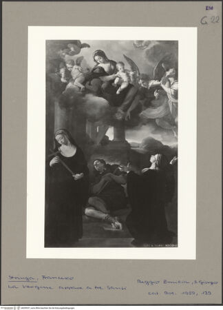 Vorderseite von Villani (Bologna) [https://www.deutsche-digitale-bibliothek.de/content/lizenzen/rv-ez/] Die Madonna erscheint den Seligen Beatrice und Contardo aus der Familie d'Este und einer Ordensfrau - , bh059537_recto. Foto.
