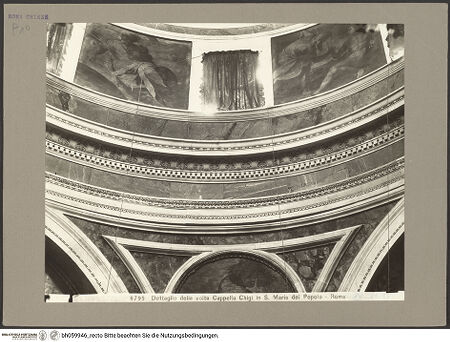 Vorderseite von Musei Vaticani, Archivio Fotografico [https://www.deutsche-digitale-bibliothek.de/content/lizenzen/rv-ez/] Santa Maria del PopoloCappella Chigi - Detail: Kranzgesims der Kuppel, bh059946_recto. Foto.