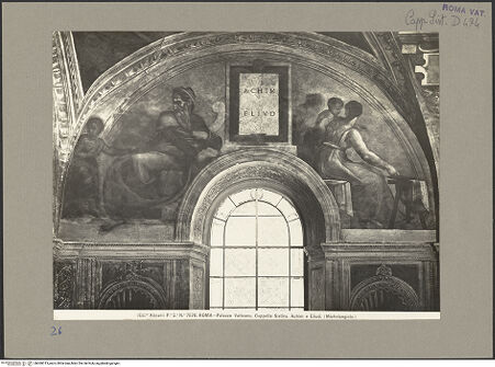 Vorderseite von Alinari [https://www.deutsche-digitale-bibliothek.de/content/lizenzen/rv-ez/] Die Sixtinische DeckeDie Vorfahren ChristiAchim und Eliud - , bh060013_recto. Foto.