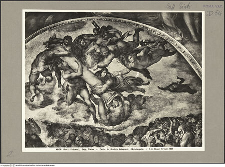 Vorderseite von Alinari [https://www.deutsche-digitale-bibliothek.de/content/lizenzen/rv-ez/] Das Jüngste Gericht - Engel mit Säule, bh060022_recto. Foto.