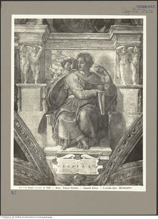 Vorderseite von Alinari [https://www.deutsche-digitale-bibliothek.de/content/lizenzen/rv-ez/] Die Sixtinische DeckePropheten und SibyllenJesaias - Detail, bh060050_recto. Foto.