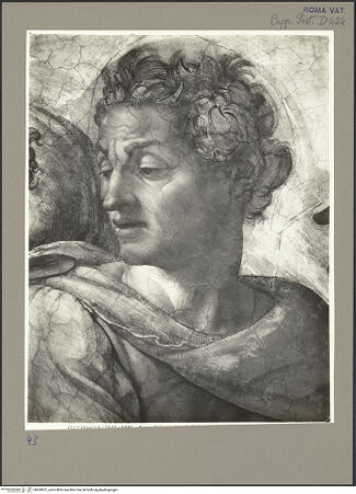 Vorderseite von Alinari [https://www.deutsche-digitale-bibliothek.de/content/lizenzen/rv-ez/] Die Sixtinische DeckePropheten und SibyllenJesaias - Detail, bh060051_recto. Foto.