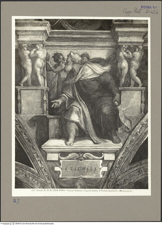 Vorderseite von Alinari [https://www.deutsche-digitale-bibliothek.de/content/lizenzen/rv-ez/] Die Sixtinische DeckePropheten und SibyllenEzechiel - , bh060070_recto. Foto.