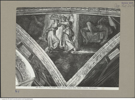 Vorderseite von Alinari [https://www.deutsche-digitale-bibliothek.de/content/lizenzen/rv-ez/] Die Sixtinische DeckeSzenen des Alten TestamentsJudith und ihre Magd - , bh060149_recto. Foto.