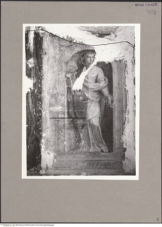 Vorderseite von ICCD [https://www.deutsche-digitale-bibliothek.de/content/lizenzen/rv-ez/] Szenen aus dem Marienleben und ProphetenHimmelfahrt Mariens - Detail: Maria und Heilige (während der Restaurierung), bh061063_recto. Foto.