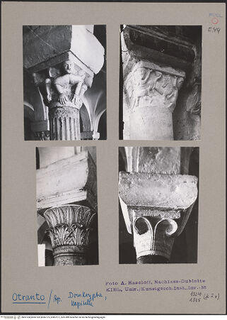 Vorderseite von Kunstgeschichtliches Institut Kiel [http://creativecommons.org/publicdomain/mark/1.0/] Kapitelle der KryptaKapitell A4 - Teilansicht, bh061268_bh061269_bh061270_bh061271_recto. Foto: Haseloff, Arthur.