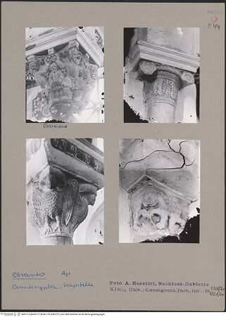 Vorderseite von Kunstgeschichtliches Institut Kiel [http://creativecommons.org/publicdomain/mark/1.0/] Kapitelle der KryptaKapitell B5 - Teilansicht, bh061276_bh061277_bh061278_bh061279_recto. Foto: Haseloff, Arthur.