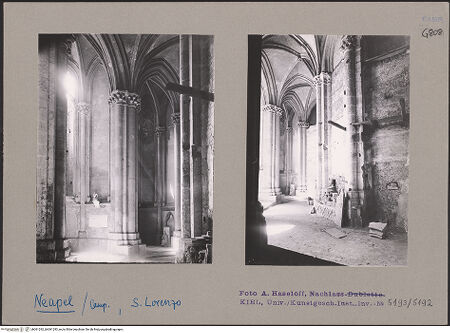 Vorderseite von Universität Kiel, Kunsthistorisches Institut [https://www.deutsche-digitale-bibliothek.de/content/lizenzen/rv-fz/] San Lorenzo Maggiore - Ansicht, bh061292_bh061293_recto. Foto: Haseloff, Arthur.