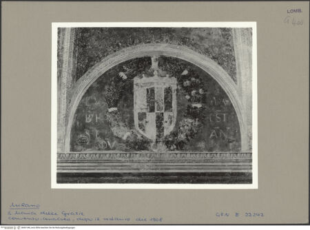 Vorderseite von ICCD [https://www.deutsche-digitale-bibliothek.de/content/lizenzen/rv-ez/] Das Abendmahl - Detail, Wappen (nach der Restaurierung des 1908), bh061340_recto. Foto.