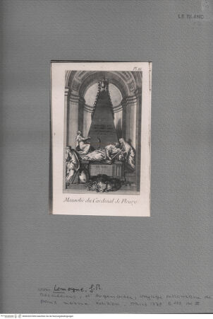 Vorderseite von  [https://www.deutsche-digitale-bibliothek.de/content/lizenzen/rv-fz/] Voyage pittoresque de Paris, 6. éd.S. 123, Abb. III: Mausolée du Cardinal de Fleury - , bh063265. Foto?.