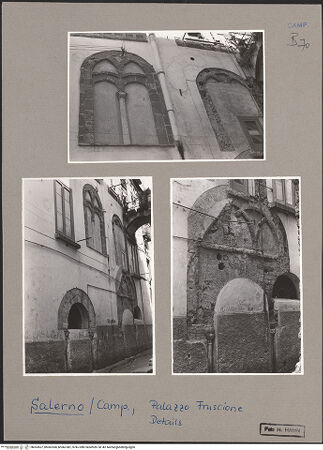 Vorderseite von Bibliotheca Hertziana [https://www.deutsche-digitale-bibliothek.de/content/lizenzen/rv-fz/] Palazzo Fruscione - Fassade zur Vicolo Barbuti, Detail, bh063507_bh063508_bh063509_recto. Foto: Hahn, Hanno.