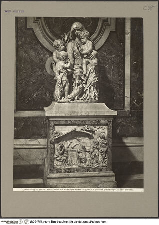 Vorderseite von Alinari [https://www.deutsche-digitale-bibliothek.de/content/lizenzen/rv-ez/] Heilige Familie, darunter Sockel mit Anbetung der Könige - Gesamtansicht, bh064751_recto. Foto.