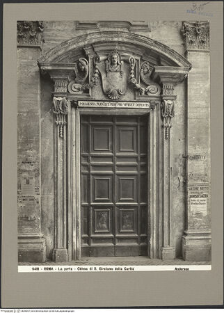 Vorderseite von Alinari [https://www.deutsche-digitale-bibliothek.de/content/lizenzen/rv-ez/] San Girolamo della CaritàFassade - Portal, bh065007_recto. Foto: Anderson.