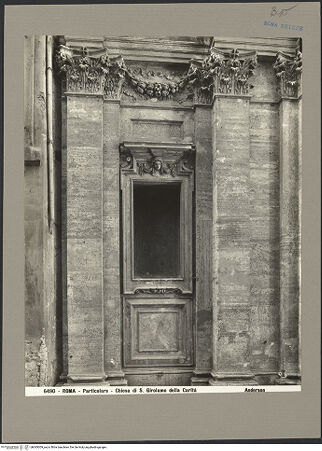 Vorderseite von Alinari [https://www.deutsche-digitale-bibliothek.de/content/lizenzen/rv-ez/] San Girolamo della CaritàFassade - Detail: Nische, bh065009_recto. Foto: Anderson.
