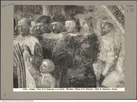 Vorderseite von Alinari [https://www.deutsche-digitale-bibliothek.de/content/lizenzen/rv-ez/] Szenen aus dem Leben des heiligen AmbrosiusWahl des heiligen Ambrosius durch den Zuruf eines Kindes - Detail: Personen im Hintergrund, bh065735_recto. Foto.