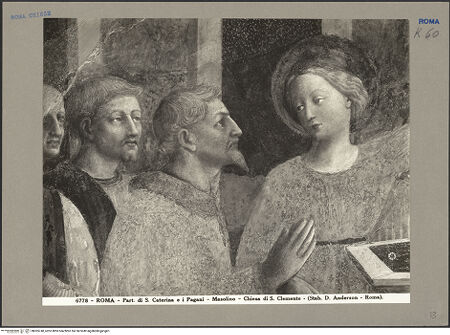 Vorderseite von Alinari [https://www.deutsche-digitale-bibliothek.de/content/lizenzen/rv-ez/] Szenen aus dem Leben der heiligen Katharina von AlexandrienDie heilige Katharina verweigert die Anbetung heidnischer Götterstatuen vor Kaiser Maxentius - , bh065740_recto. Foto: Anderson, Domenico.