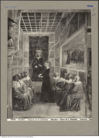 Vorderseite von Alinari [https://www.deutsche-digitale-bibliothek.de/content/lizenzen/rv-ez/] Szenen aus dem Leben der heiligen Katharina von AlexandrienDisput der heiligen Katharina mit fünfzig Philosophen im Beisein des Kaisers Maxentius - , bh065741_recto. Foto: Anderson, Domenico.