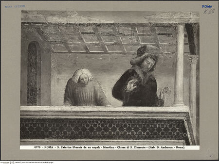 Vorderseite von Alinari [https://www.deutsche-digitale-bibliothek.de/content/lizenzen/rv-ez/] Szenen aus dem Leben der heiligen Katharina von AlexandrienMartyrium der heiligen Katharina: das Rad mit eisernen Nägeln wird von einem Engel mit dem Schwert zerstört - Detail: Zuschauer auf Empore, bh065872_recto. Foto: Anderson, Domenico.