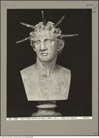 Vorderseite von Alinari [https://www.deutsche-digitale-bibliothek.de/content/lizenzen/rv-ez/] Apollonbüste aus dem Mithrasheiligtum - , bh065917_recto. Foto.