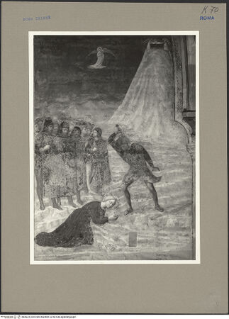 Vorderseite von ICCD [https://www.deutsche-digitale-bibliothek.de/content/lizenzen/rv-ez/] Szenen aus dem Leben der heiligen Katharina von AlexandrienEnthauptung der heiligen Katharina und Übertragung ihres Leichnams auf den Berg Sinai durch Engel - Detail: Katharina, bh066226_recto. Foto.