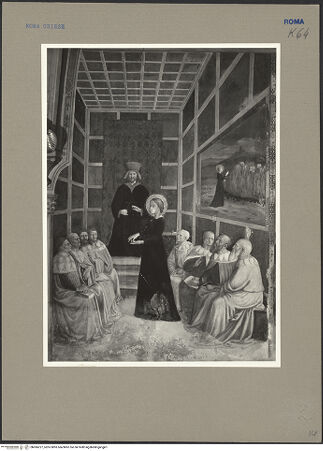 Vorderseite von ICCD [https://www.deutsche-digitale-bibliothek.de/content/lizenzen/rv-ez/] Szenen aus dem Leben der heiligen Katharina von AlexandrienDisput der heiligen Katharina mit fünfzig Philosophen im Beisein des Kaisers Maxentius - , bh066227_recto. Foto.