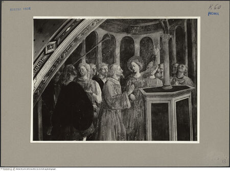 Vorderseite von ICCD [https://www.deutsche-digitale-bibliothek.de/content/lizenzen/rv-ez/] Szenen aus dem Leben der heiligen Katharina von AlexandrienDie heilige Katharina verweigert die Anbetung heidnischer Götterstatuen vor Kaiser Maxentius - , bh066230_recto. Foto.