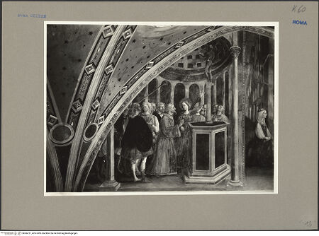 Vorderseite von ICCD [https://www.deutsche-digitale-bibliothek.de/content/lizenzen/rv-ez/] Szenen aus dem Leben der heiligen Katharina von AlexandrienDie heilige Katharina verweigert die Anbetung heidnischer Götterstatuen vor Kaiser Maxentius - , bh066231_recto. Foto.