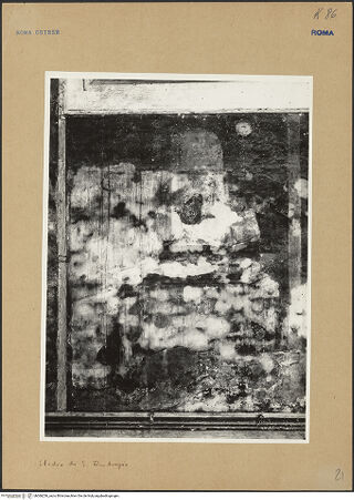 Vorderseite von ICCD [https://www.deutsche-digitale-bibliothek.de/content/lizenzen/rv-ez/] Szenen aus dem Leben des heiligen AmbrosiusStudierzimmer des heiligen Ambrosius - Gesamtaufnahme vor der Restaurierung, bh066236_recto. Foto.