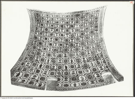 Vorderseite von ICCD [https://www.deutsche-digitale-bibliothek.de/content/lizenzen/rv-ez/] Clipeus Mosaik mit männlichen Brustbildern, Blütenornamenten und römischen Figuren - Gesamtansicht, bh066267_recto. Foto.