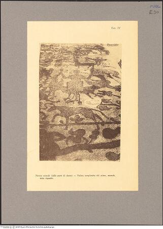 Vorderseite von unbekannt [https://www.deutsche-digitale-bibliothek.de/content/lizenzen/rv-fz/] Fußbodenmosaik des Mittelschiffes (Lebensbaum, Alexander der Große, der Turm von Babel, Geschichte des Noah, Monatsarbeiten, der Sündenfall, Abel und Kain, König Artus) - Westlicher Teil, rechte Seite, Detail: die himmlische Reise Alexanders des Großen, bh068199_recto. Foto.