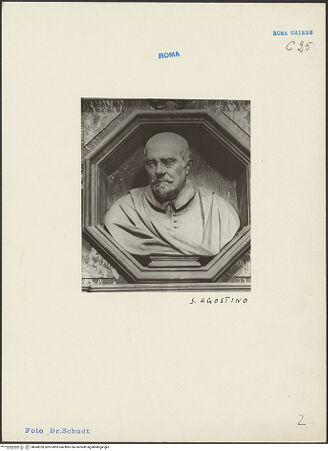 Vorderseite von Bibliotheca Hertziana [https://www.deutsche-digitale-bibliothek.de/content/lizenzen/rv-fz/] Grabmal für Antonio Ghirlandaio (gest. 1669), apostolischer Protonotar - Detail: Büste, bh068328_recto. Foto: Schudt, Ludwig.