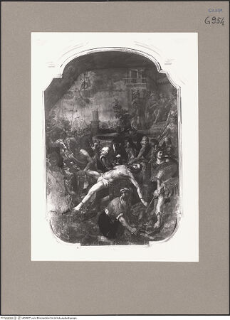 Vorderseite von Sopr. BAS NA [https://www.deutsche-digitale-bibliothek.de/content/lizenzen/rv-ez/] Martyrium des heiligen Bartholomaeus (oder Erasmus?) - Gesamtansicht, bh069057_recto. Foto.