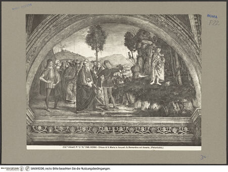 Vorderseite von Alinari [https://www.deutsche-digitale-bibliothek.de/content/lizenzen/rv-ez/] Szenen aus dem Leben des heiligen Bernhardin von SienaDer heilige Bernhardin von Siena in der Einöde - Gesamtansicht, bh069200_recto. Foto.