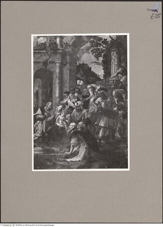 Vorderseite von Sopr. BAS NA [https://www.deutsche-digitale-bibliothek.de/content/lizenzen/rv-ez/] Die Anbetung durch die Heiligen Drei Könige - Gesamtansicht, bh069649_recto. Foto.