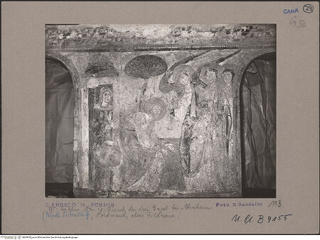 Vorderseite von Bibliotheca Hertziana [https://www.deutsche-digitale-bibliothek.de/content/lizenzen/rv-fz/] Szenen aus dem Alten Testament, Martyriumsszene und HeiligendarstellungenBesuch der drei Engel bei Abraham - Gesamtansicht, bh069782_recto. Foto: Sansaini, Renato.